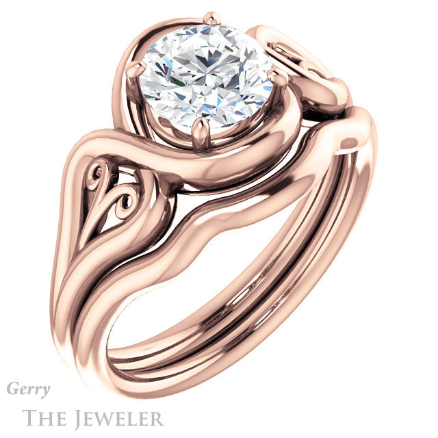 Round Cut Forever One Moissanite Engagement Ring #GTJ1064-round-fo-r 6 Round Cut Forever One Moissanite Engagement Ring #GTJ1064-round-fo-r