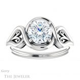 Round Cut Forever One Moissanite Engagement Ring #GTJ1064-round-fo-w 1 Round Cut Forever One Moissanite Engagement Ring #GTJ1064-round-fo-w