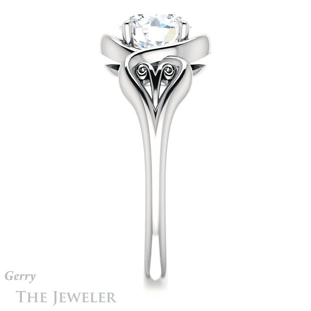 Round Cut Forever One Moissanite Engagement Ring #GTJ1064-round-fo-w 3 Round Cut Forever One Moissanite Engagement Ring #GTJ1064-round-fo-w