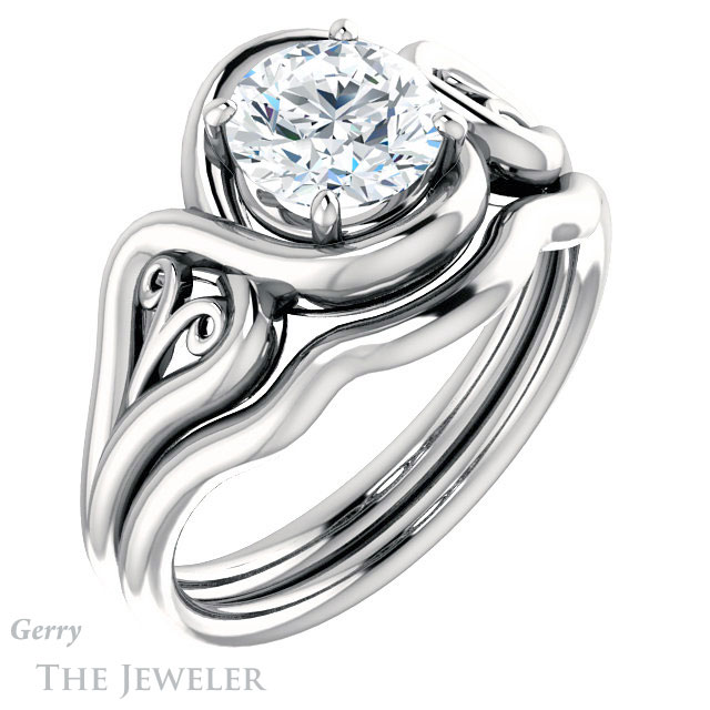 Round Cut Forever One Moissanite Engagement Ring #GTJ1064-round-fo-w 6 Round Cut Forever One Moissanite Engagement Ring #GTJ1064-round-fo-w