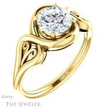 Round Cut Forever One Moissanite Engagement Ring #GTJ1064-round-fo-y 4 Round Cut Forever One Moissanite Engagement Ring #GTJ1064-round-fo-y