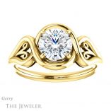 Round Cut Forever One Moissanite Engagement Ring #GTJ1064-round-fo-y 1 Round Cut Forever One Moissanite Engagement Ring #GTJ1064-round-fo-y