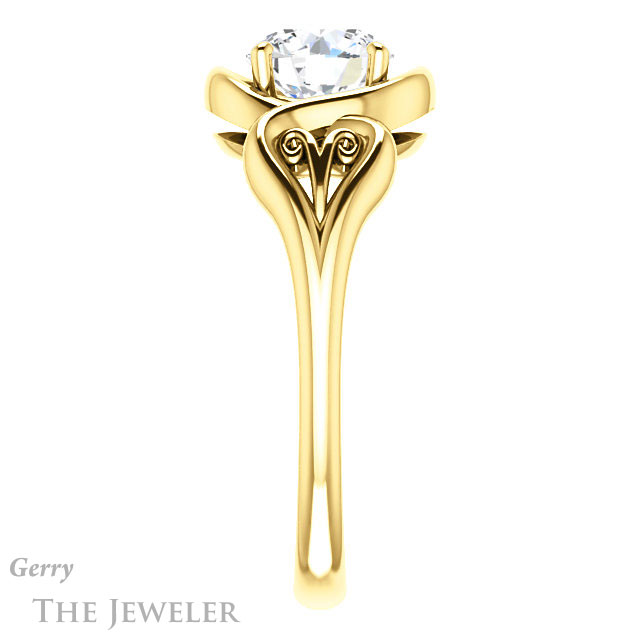 Round Cut Forever One Moissanite Engagement Ring #GTJ1064-round-fo-y 3 Round Cut Forever One Moissanite Engagement Ring #GTJ1064-round-fo-y