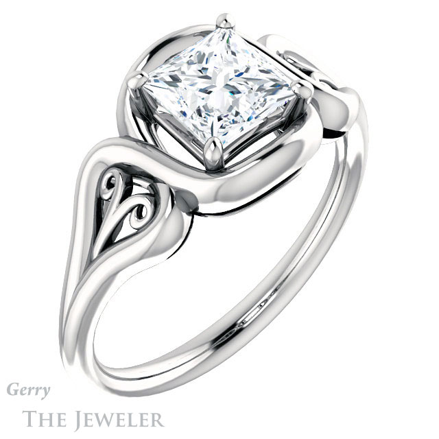 Princess Cut Forever One Moissanite Engagement Ring #GTJ1064-square-fo-w 4 Princess Cut Forever One Moissanite Engagement Ring #GTJ1064-square-fo-w