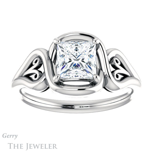 Princess Cut Forever One Moissanite Engagement Ring #GTJ1064-square-fo-w 1 Princess Cut Forever One Moissanite Engagement Ring #GTJ1064-square-fo-w