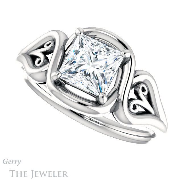 Princess Cut Forever One Moissanite Engagement Ring #GTJ1064-square-fo-w 5 Princess Cut Forever One Moissanite Engagement Ring #GTJ1064-square-fo-w