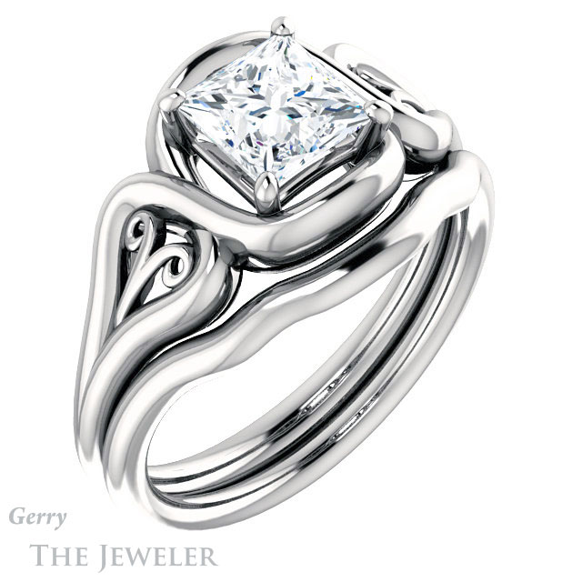 Princess Cut Forever One Moissanite Engagement Ring #GTJ1064-square-fo-w 6 Princess Cut Forever One Moissanite Engagement Ring #GTJ1064-square-fo-w
