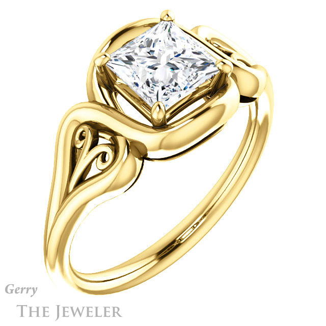Princess Cut Forever One Moissanite Engagement Ring #GTJ1064-square-fo-y 4 Princess Cut Forever One Moissanite Engagement Ring #GTJ1064-square-fo-y