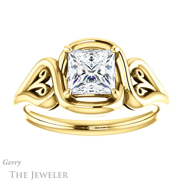 Princess Cut Forever One Moissanite Engagement Ring #GTJ1064-square-fo-y