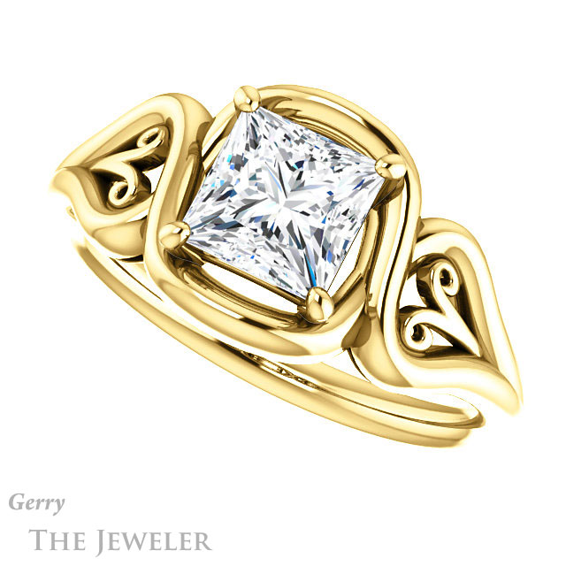 Princess Cut Forever One Moissanite Engagement Ring #GTJ1064-square-fo-y 5 Princess Cut Forever One Moissanite Engagement Ring #GTJ1064-square-fo-y