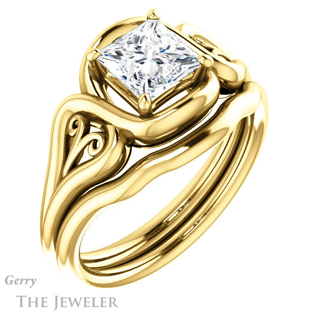 Princess Cut Forever One Moissanite Engagement Ring #GTJ1064-square-fo-y 6 Princess Cut Forever One Moissanite Engagement Ring #GTJ1064-square-fo-y