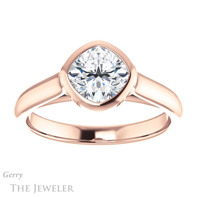 Cushion Cut Forever One Moissanite Engagement Ring #GTJ1065-cushion-fo-r