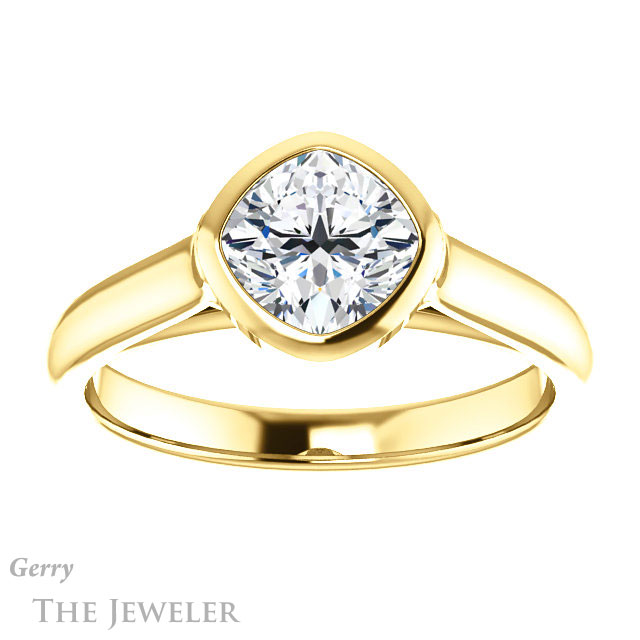 Cushion Cut Forever One Moissanite Engagement Ring #GTJ1065-cushion-fo-y