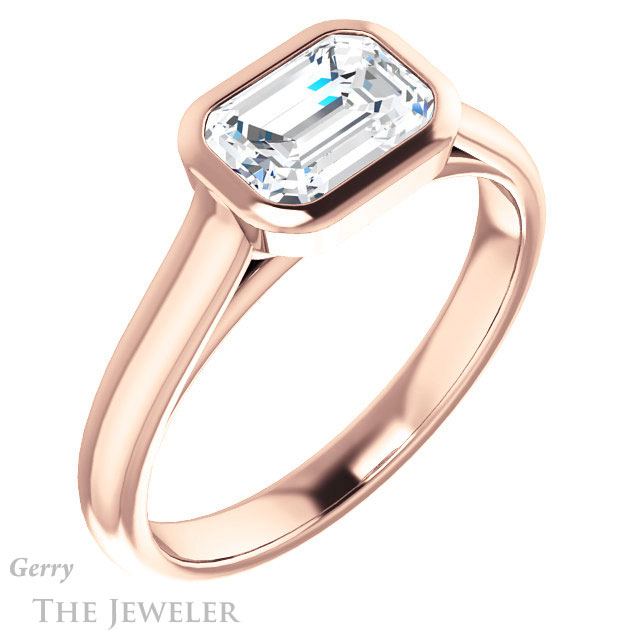 Emerald Cut Forever One Moissanite Engagement Ring #GTJ1065-emerald-fb-r 4 Emerald Cut Forever Brilliant Moissanite Engagement Ring #GTJ1065-emerald-fb-r