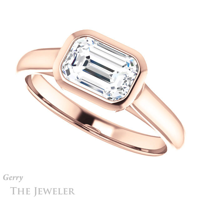 Emerald Cut Forever One Moissanite Engagement Ring #GTJ1065-emerald-fb-r 5 Emerald Cut Forever Brilliant Moissanite Engagement Ring #GTJ1065-emerald-fb-r