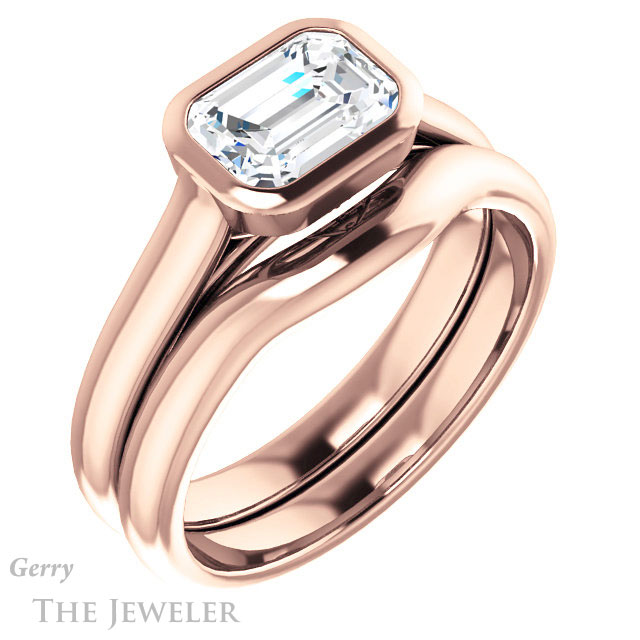 Emerald Cut Forever One Moissanite Engagement Ring #GTJ1065-emerald-fb-r 6 Emerald Cut Forever Brilliant Moissanite Engagement Ring #GTJ1065-emerald-fb-r