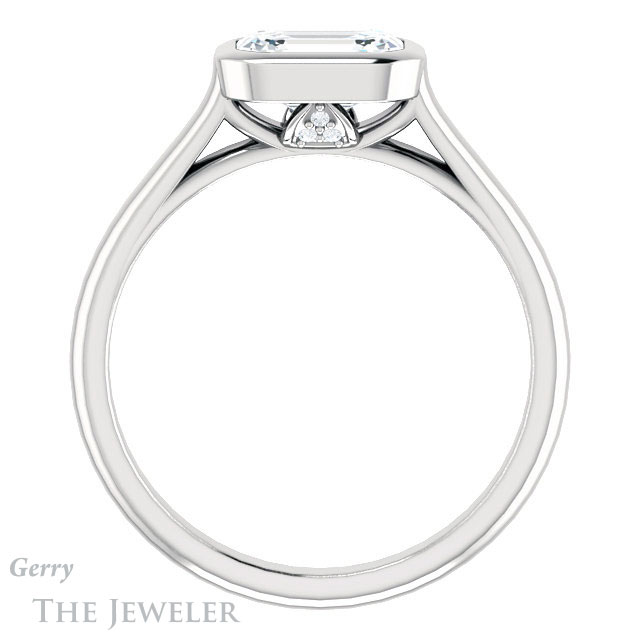Emerald Cut Forever One Moissanite Engagement Ring #GTJ1065-emerald-fb-w 2 Emerald Cut Forever Brilliant Moissanite Engagement Ring #GTJ1065-emerald-fb-w