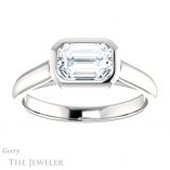 Emerald Cut Forever One Moissanite Engagement Ring #GTJ1065-emerald-fb-w 1 Emerald Cut Forever Brilliant Moissanite Engagement Ring #GTJ1065-emerald-fb-w