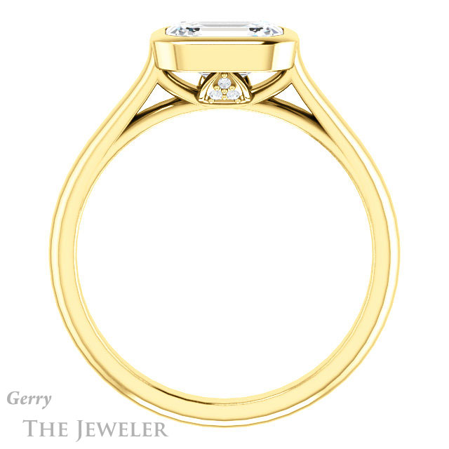 Emerald Cut Forever One Moissanite Engagement Ring #GTJ1065-emerald-fb-y 2 Emerald Cut Forever Brilliant Moissanite Engagement Ring #GTJ1065-emerald-fb-y