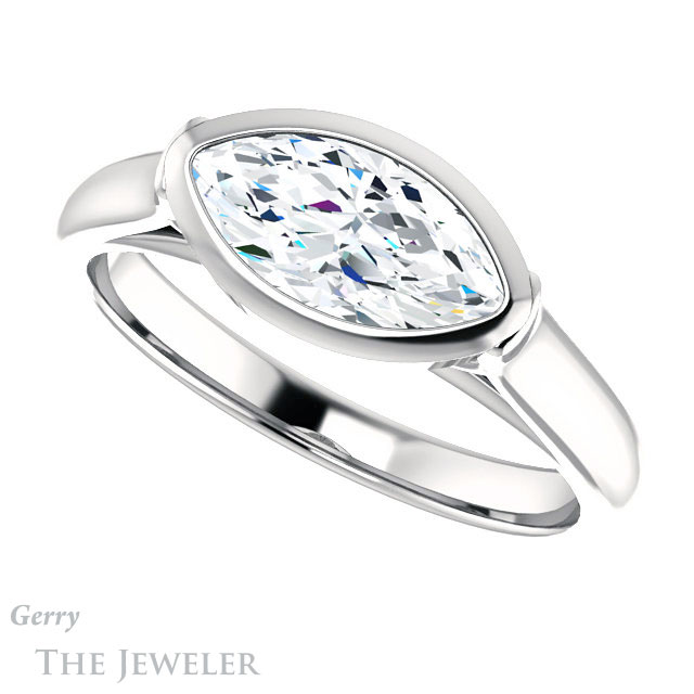 Marquise Cut Forever One Moissanite Engagement Ring #GTJ1065-marquise-fb-w 5 Marquise Cut Forever Brilliant Moissanite Engagement Ring #GTJ1065-marquise-fb-w