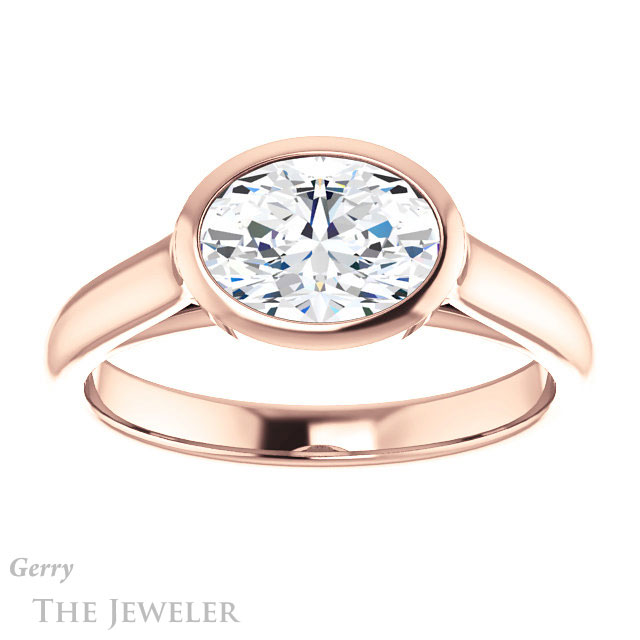 Oval Shaped Forever One Moissanite Engagement Ring #GTJ1065-oval-fo-r
