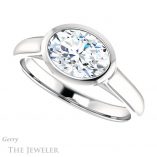 Oval Shaped Forever One Moissanite Engagement Ring #GTJ1065-oval-fo-w