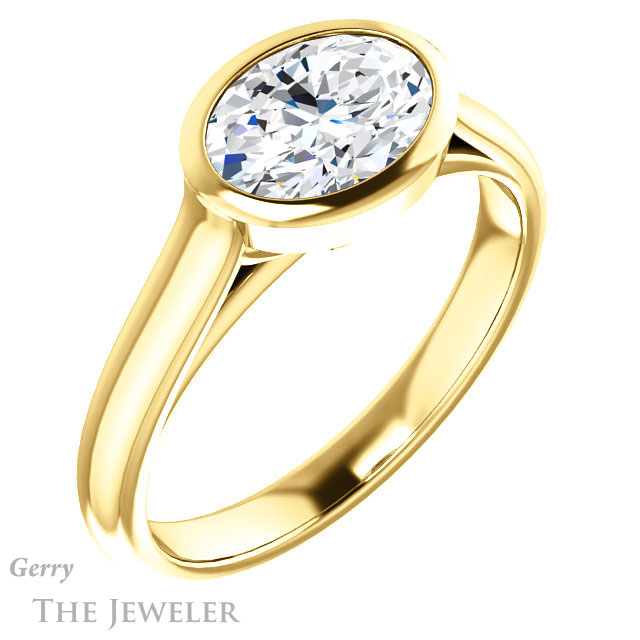Oval Shaped Forever One Moissanite Engagement Ring #GTJ1065-oval-fo-y 4 Oval Shaped Forever One Moissanite Engagement Ring #GTJ1065-oval-fo-y