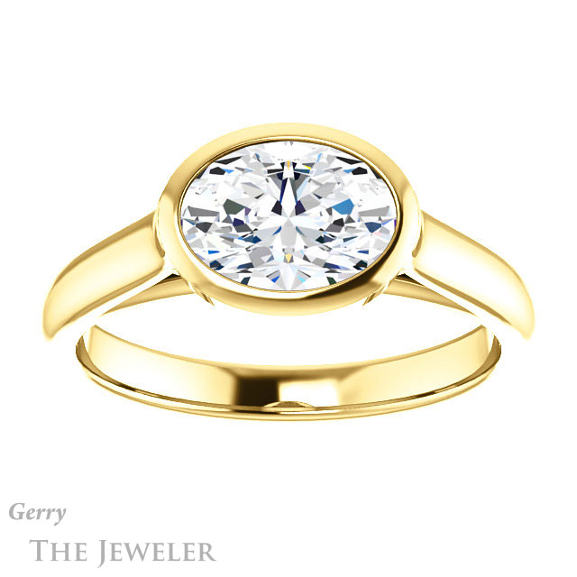 Oval Shaped Forever One Moissanite Engagement Ring #GTJ1065-oval-fo-y 1 Oval Shaped Forever One Moissanite Engagement Ring #GTJ1065-oval-fo-y