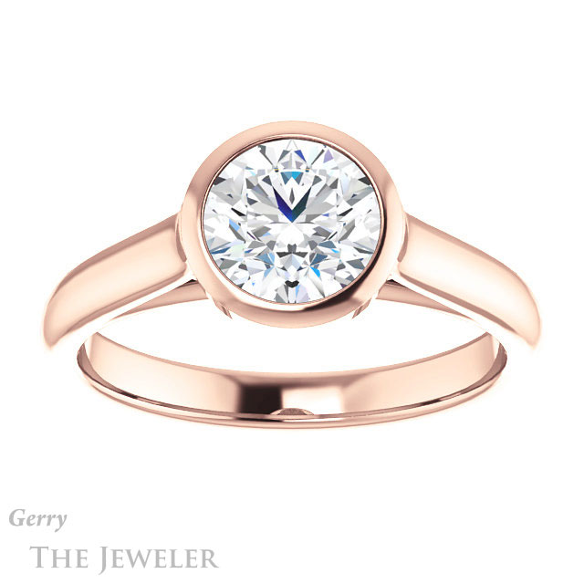 Round Cut Forever One Moissanite Engagement Ring #GTJ1065-round-fo-r