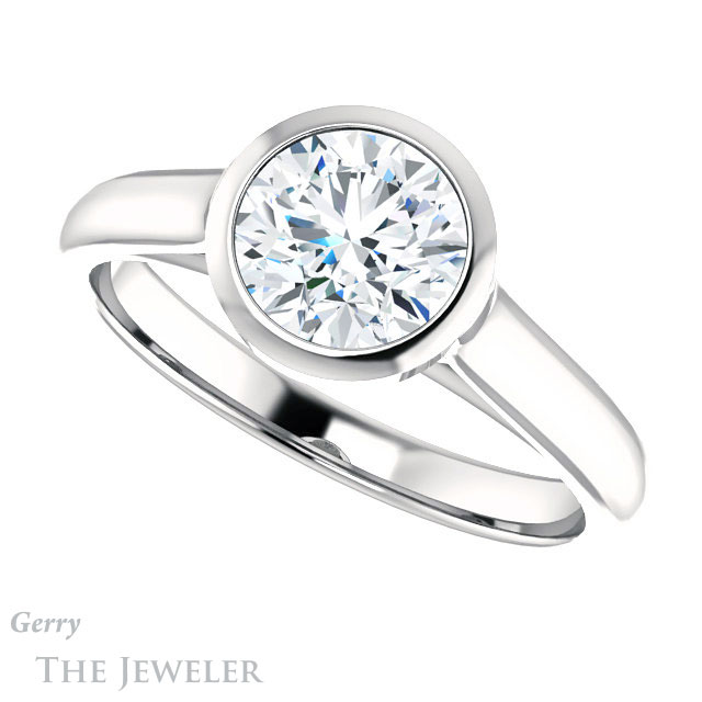 Round Cut Forever One Moissanite Engagement Ring #GTJ1065-round-fo-w 5 Round Cut Forever One Moissanite Engagement Ring #GTJ1065-round-fo-w