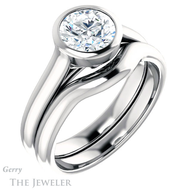 Round Cut Forever One Moissanite Engagement Ring #GTJ1065-round-fo-w 6 Round Cut Forever One Moissanite Engagement Ring #GTJ1065-round-fo-w