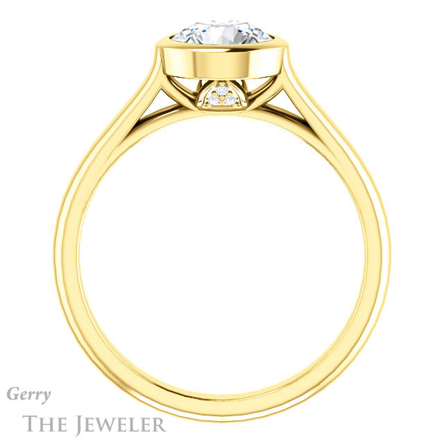 Round Cut Forever One Moissanite Engagement Ring #GTJ1065-round-fo-y