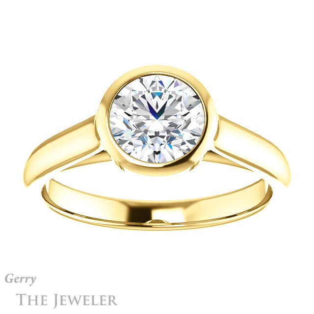 Round Cut Forever One Moissanite Engagement Ring #GTJ1065-round-fo-y