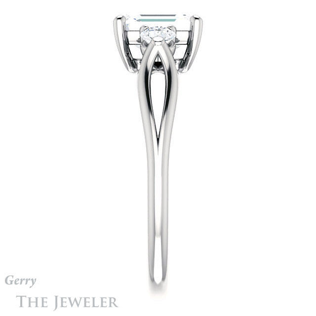 Emerald Cut Forever Brilliant Moissanite Engagement Ring #GTJ1066-emerald-fb-w