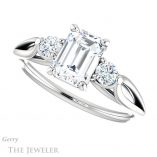 Emerald Cut Forever Brilliant Moissanite Engagement Ring #GTJ1066-emerald-fb-w