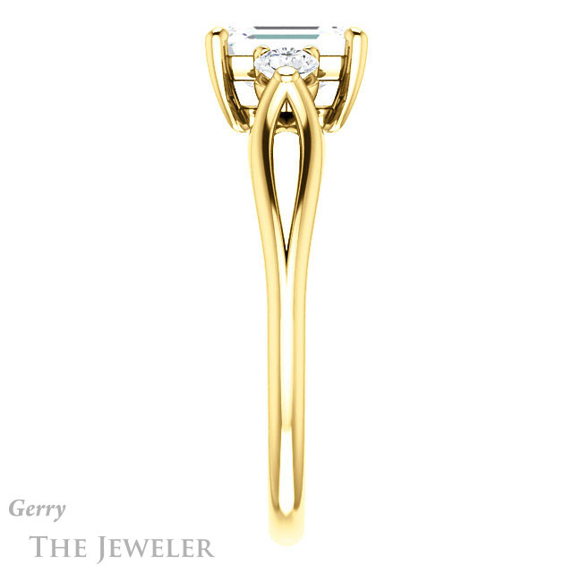 Emerald Cut Forever Brilliant Moissanite Engagement Ring #GTJ1066-emerald-fb-y