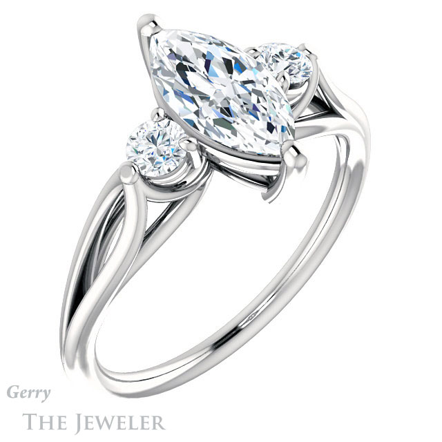 Marquise Cut Forever Brilliant Moissanite Engagement Ring #GTJ1066-marquise-fb-w
