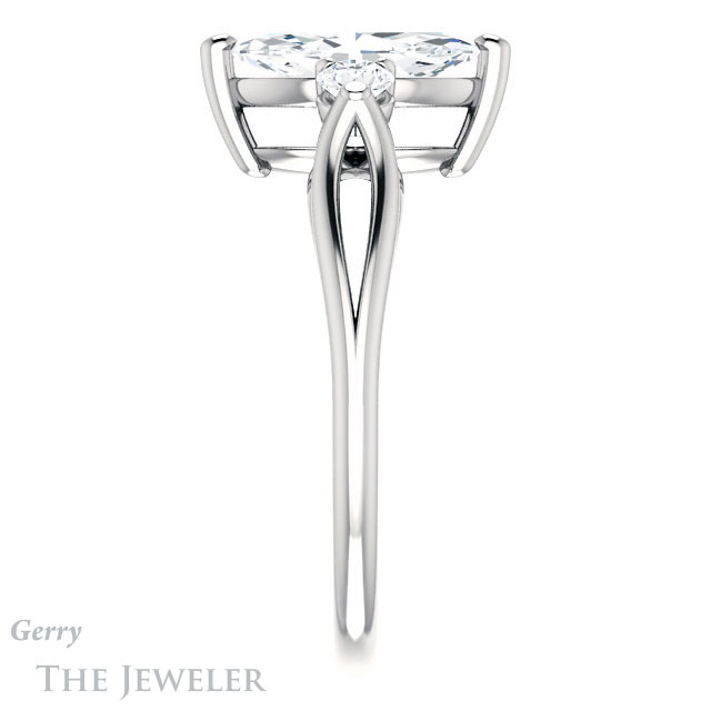 Marquise Cut Forever Brilliant Moissanite Engagement Ring #GTJ1066-marquise-fb-w