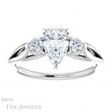 Pear Shaped Forever One Moissanite Engagement Ring #GTJ1066-pear-fb-w 1 Pear Shaped Forever Brilliant Moissanite Engagement Ring #GTJ1066-pear-fb-w