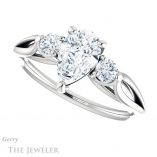 Pear Shaped Forever One Moissanite Engagement Ring #GTJ1066-pear-fb-w 5 Pear Shaped Forever Brilliant Moissanite Engagement Ring #GTJ1066-pear-fb-w