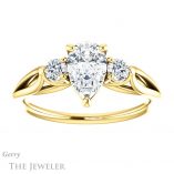 Pear Shaped Forever One Moissanite Engagement Ring #GTJ1066-pear-fb-y 1 Pear Shaped Forever Brilliant Moissanite Engagement Ring #GTJ1066-pear-fb-y