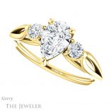 Pear Shaped Forever One Moissanite Engagement Ring #GTJ1066-pear-fb-y 5 Pear Shaped Forever Brilliant Moissanite Engagement Ring #GTJ1066-pear-fb-y