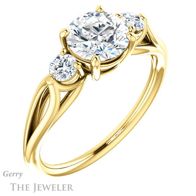 Round Cut Forever One Moissanite Engagement Ring #GTJ1066-round-fo-y