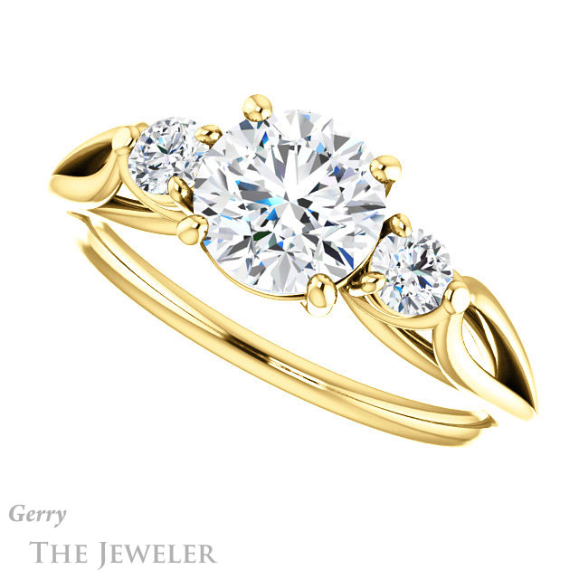 Round Cut Forever One Moissanite Engagement Ring #GTJ1066-round-fo-y