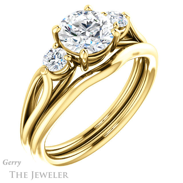 Round Cut Forever One Moissanite Engagement Ring #GTJ1066-round-fo-y