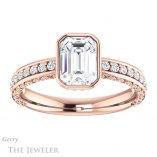Emerald Cut Forever One Moissanite Engagement Ring #GTJ1067-emerald-fb-r 1 Emerald Cut Forever Brilliant Moissanite Engagement Ring #GTJ1067-emerald-fb-r