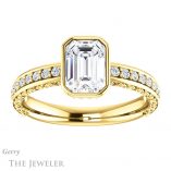 Emerald Cut Forever Brilliant Moissanite Engagement Ring #GTJ1067-emerald-fb-y