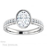 Oval Shaped Forever One Moissanite Engagement Ring #GTJ1067-oval-fo-w 1 Oval Shaped Forever One Moissanite Engagement Ring #GTJ1067-oval-fo-w