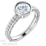 Round Cut Forever One Moissanite Engagement Ring #GTJ1067-round-fo-w