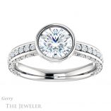 Round Cut Forever One Moissanite Engagement Ring #GTJ1067-round-fo-w